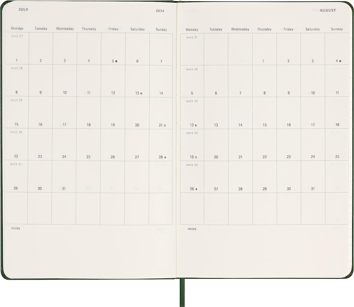 Agenda 2024 - 12-Months Daily Planner - Large, Hard Cover - Myrtle Green | Moleskine - 3 | YEO