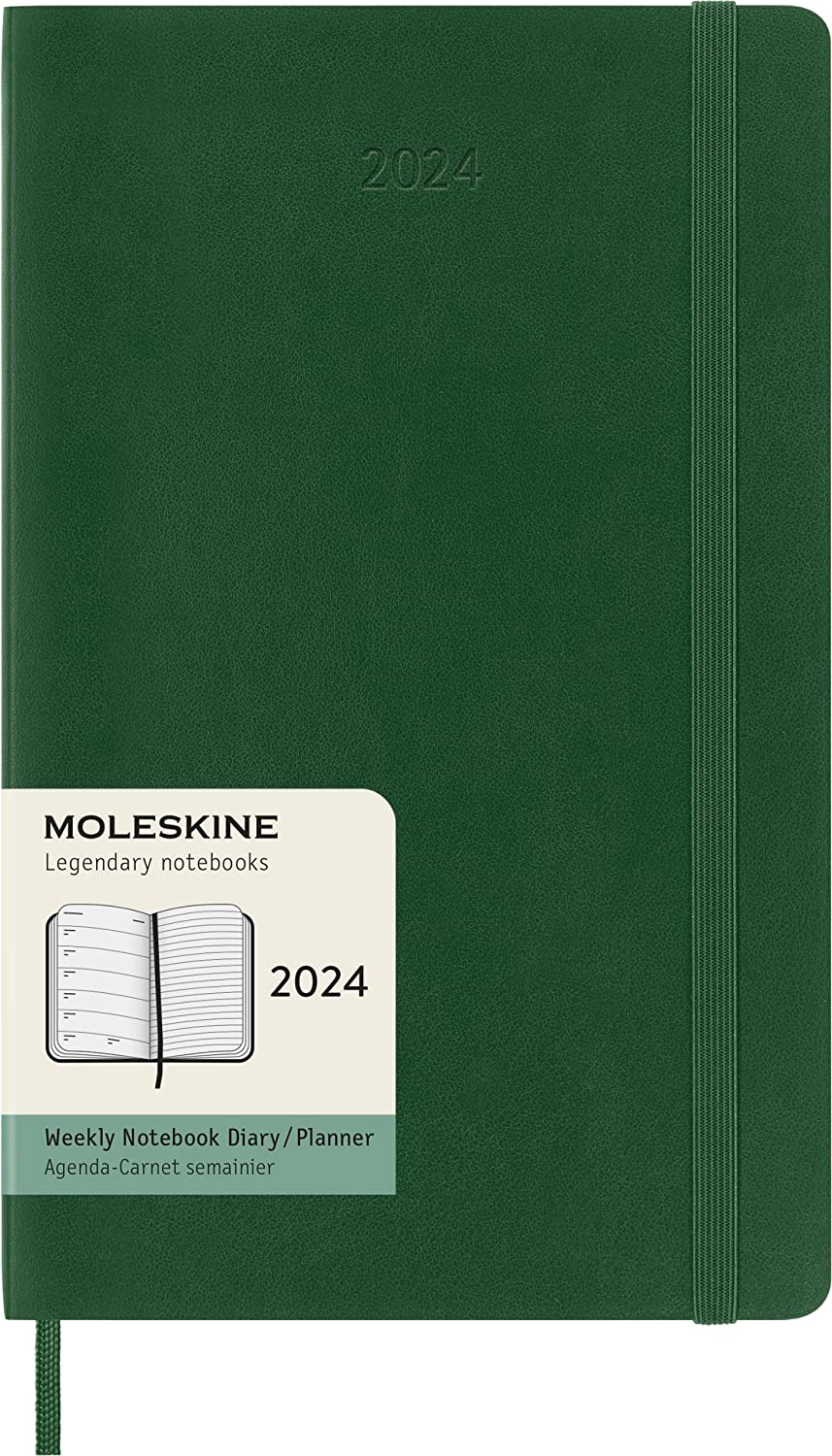 Agenda 2024 - 12-Months Weekly Planner - Large, Soft Cover - Myrtle Green | Moleskine - 6 | YEO