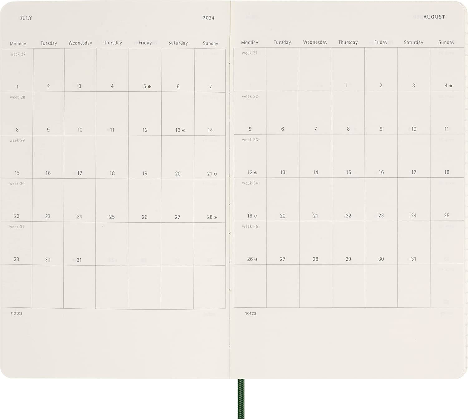 Agenda 2024 - 12-Months Weekly Planner - Large, Soft Cover - Myrtle Green | Moleskine - 3 | YEO