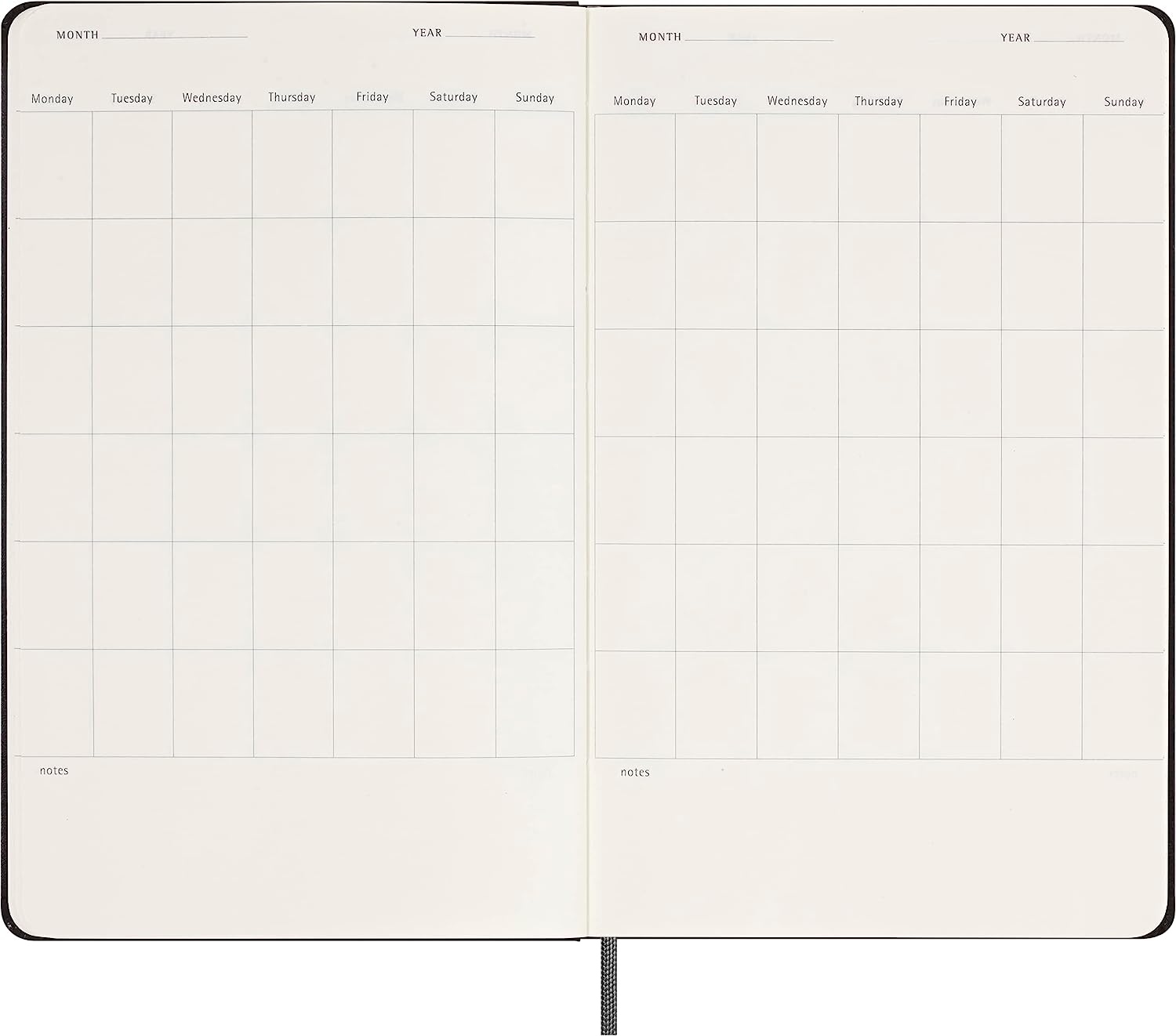 Agenda nedatata - 12-Month Weekly Planner - Large, Hard Cover - Black | Moleskine - 5 | YEO