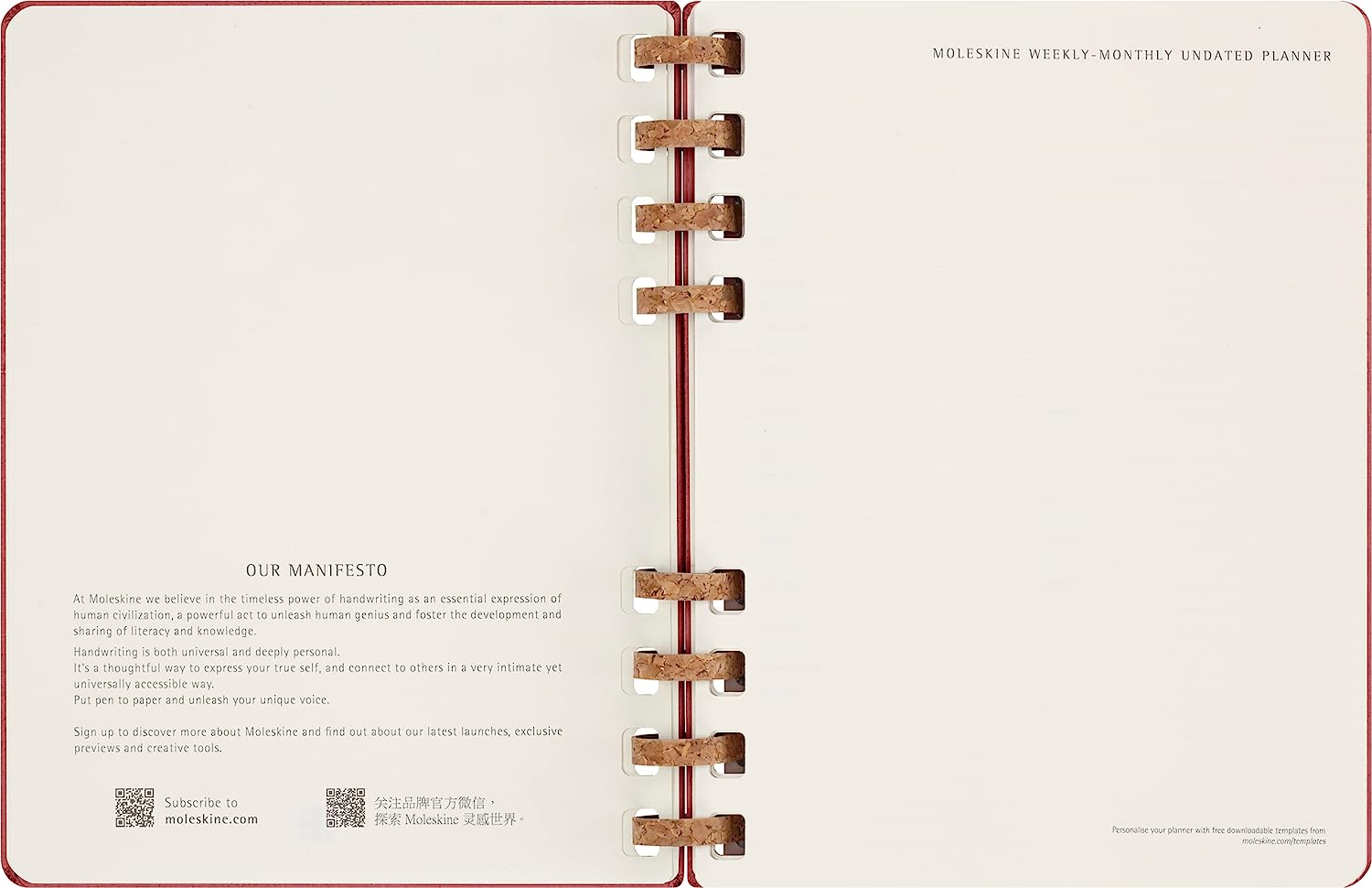 Agenda nedatata - Spiral Planner - XL, Hard Cover - Crush Cherry | Moleskine - 2 | YEO