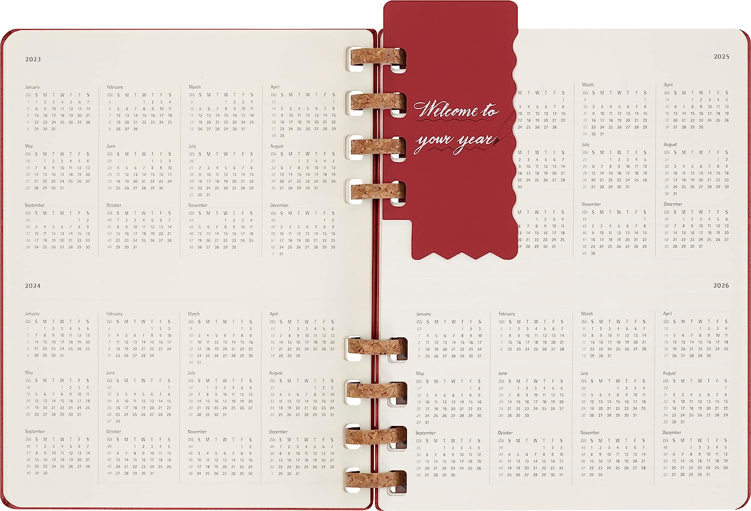 Agenda nedatata - Spiral Planner - XL, Hard Cover - Crush Cherry | Moleskine - 5 | YEO