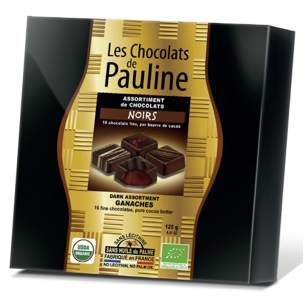Bomboane de ciocolata neagra - Coffret 16 ganaches noir | Les Chocolats de Pauline