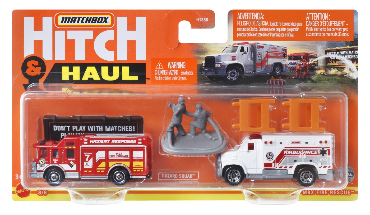 Set 2 masinute - Matchbox Hitch & Haul - MBX Fire Rescue | Mattel