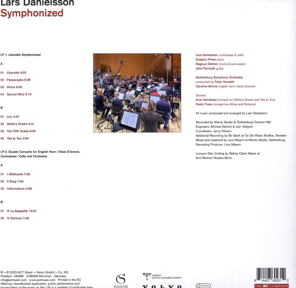 Symphonized - Vinyl | Lars Danielsson