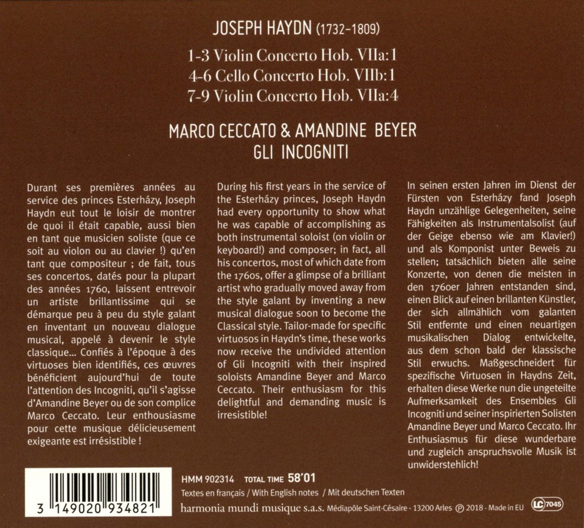 Haydn: Concerti per Esterhazy | Franz Joseph Haydn, Marco Ceccato, Amandine Beyer