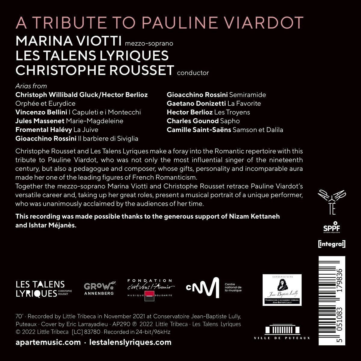 A Tribute to Pauline Viardot | Les Talens Lyriques, Christophe Rousset, Marina Viotti