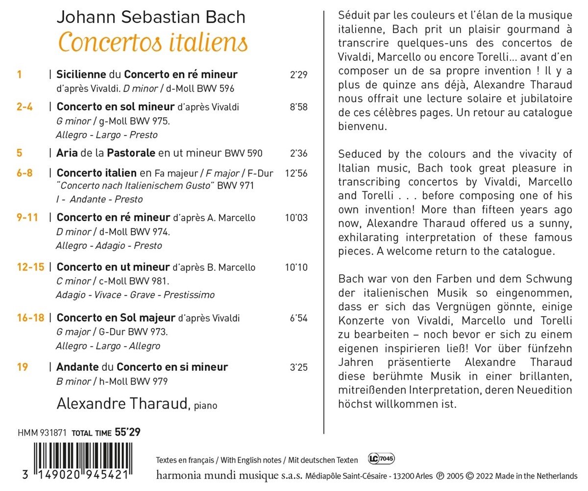 Bach: Italian Concertos | Johann Sebastian Bach, Alexandre Tharaud