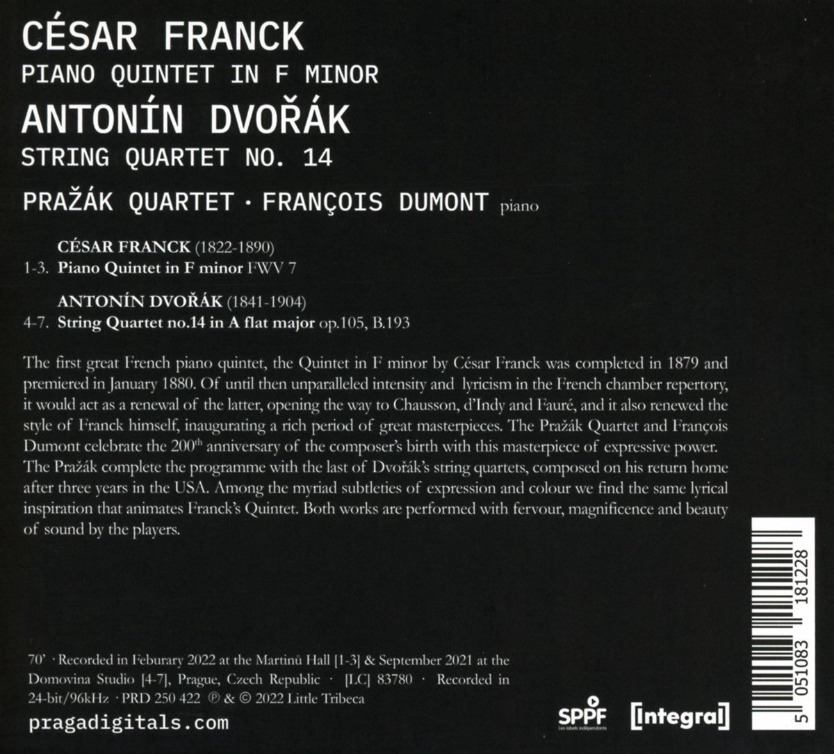 Franck: Piano Quintet. Dvorak: String Quartet No. 14 | Cesar Franck, Antonin Dvorak, Prazak Quartet