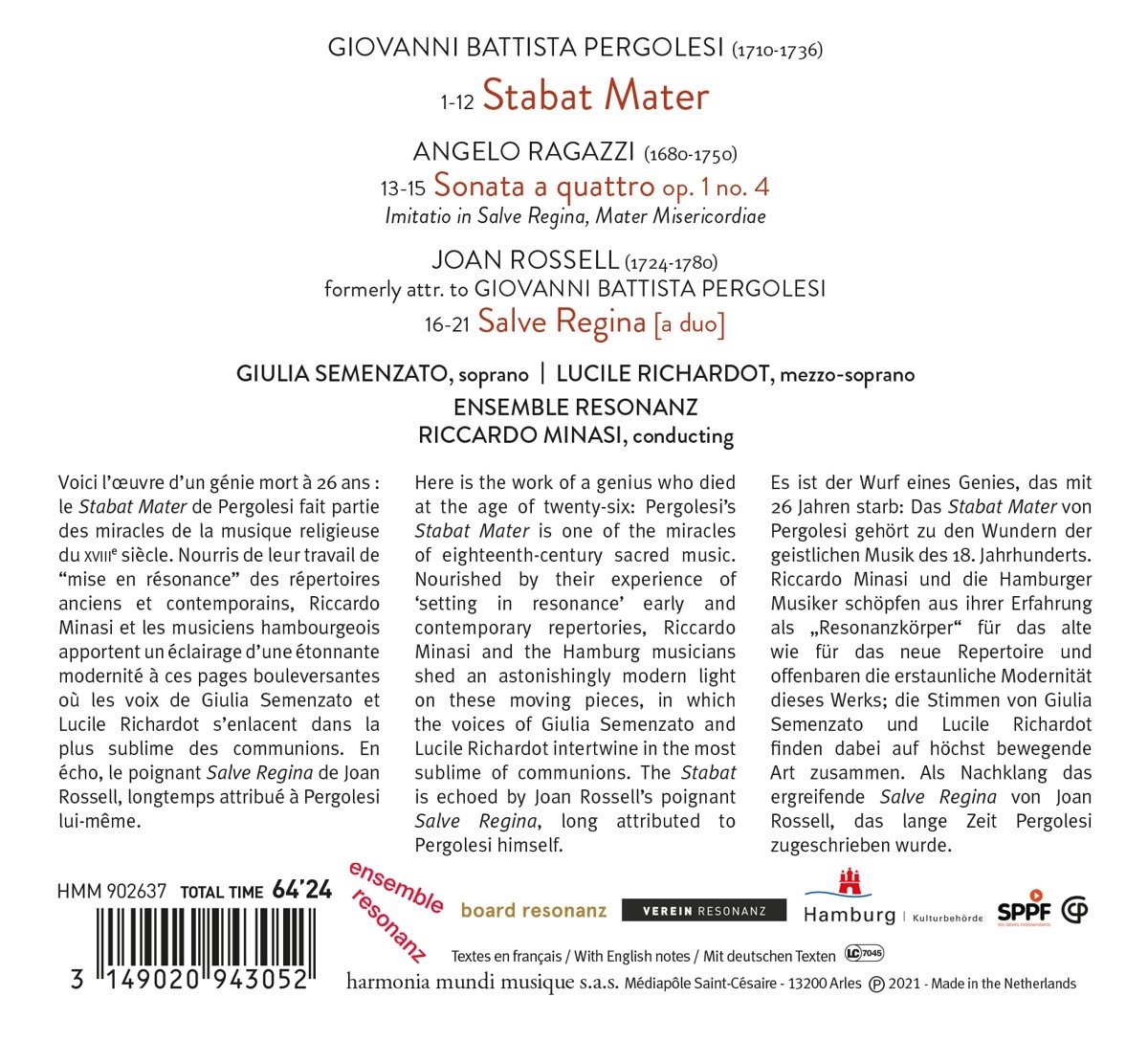 Pergolesi: Stabat Mater | Giovanni Battista Pergolesi, Joan Rossell, Angelo Ragazzi