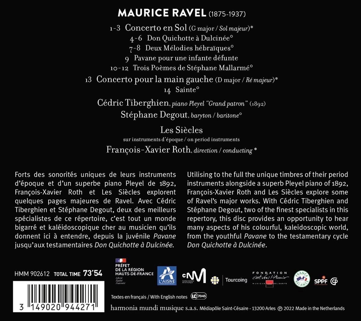 Ravel: Concertos pour piano. Melodies | Maurice Ravel, Cedric Tiberghien, Francois-Xavier Roth