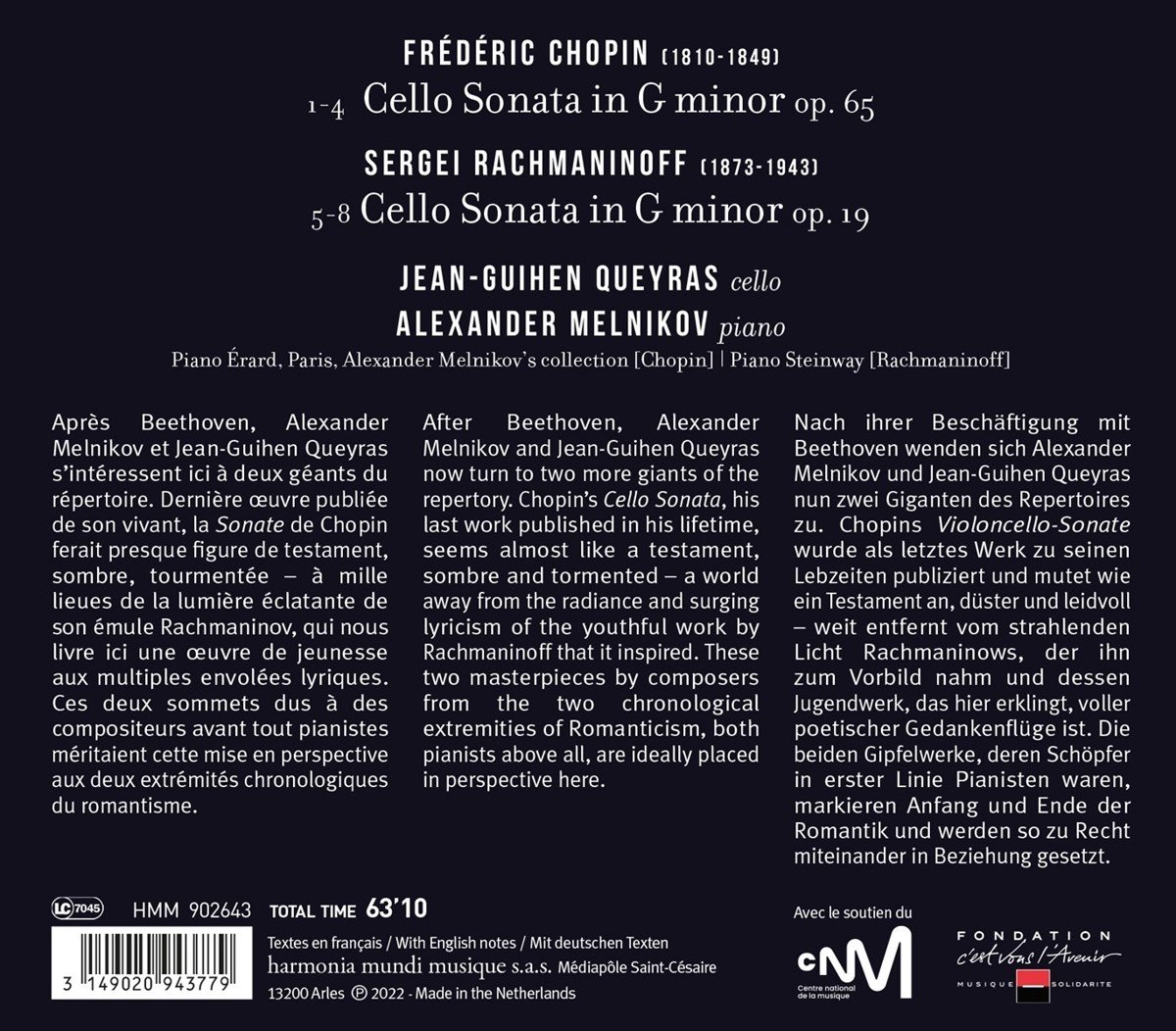 Chopin & Rachmaninoff: Cello Sonatas | Frederic Chopin, Sergei Rachmaninoff, Jean Guihen Queyras, Alexander Melnikov