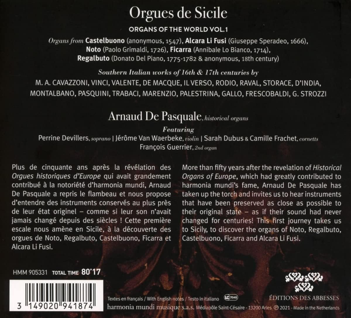 Organs Of The World Vol. 1: Orgues De Sicile | Arnaud De Pasquale