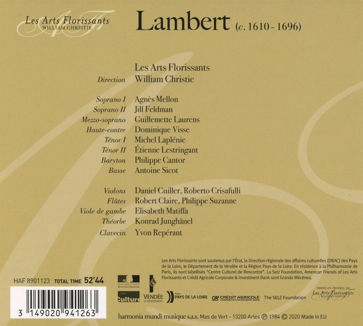 Lambert: Airs de cour | Michel Lambert, Les Arts Florissants, William Christie
