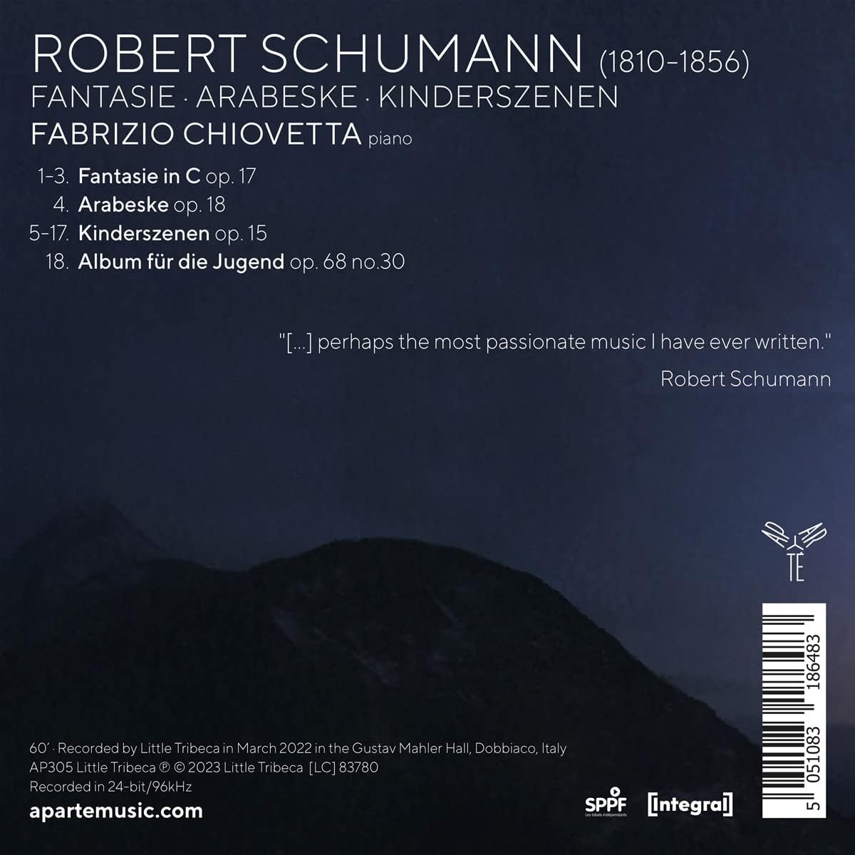 Schumann: Fantasie/Arabeske/Kinderszenen | Fabrizio Chiovetta