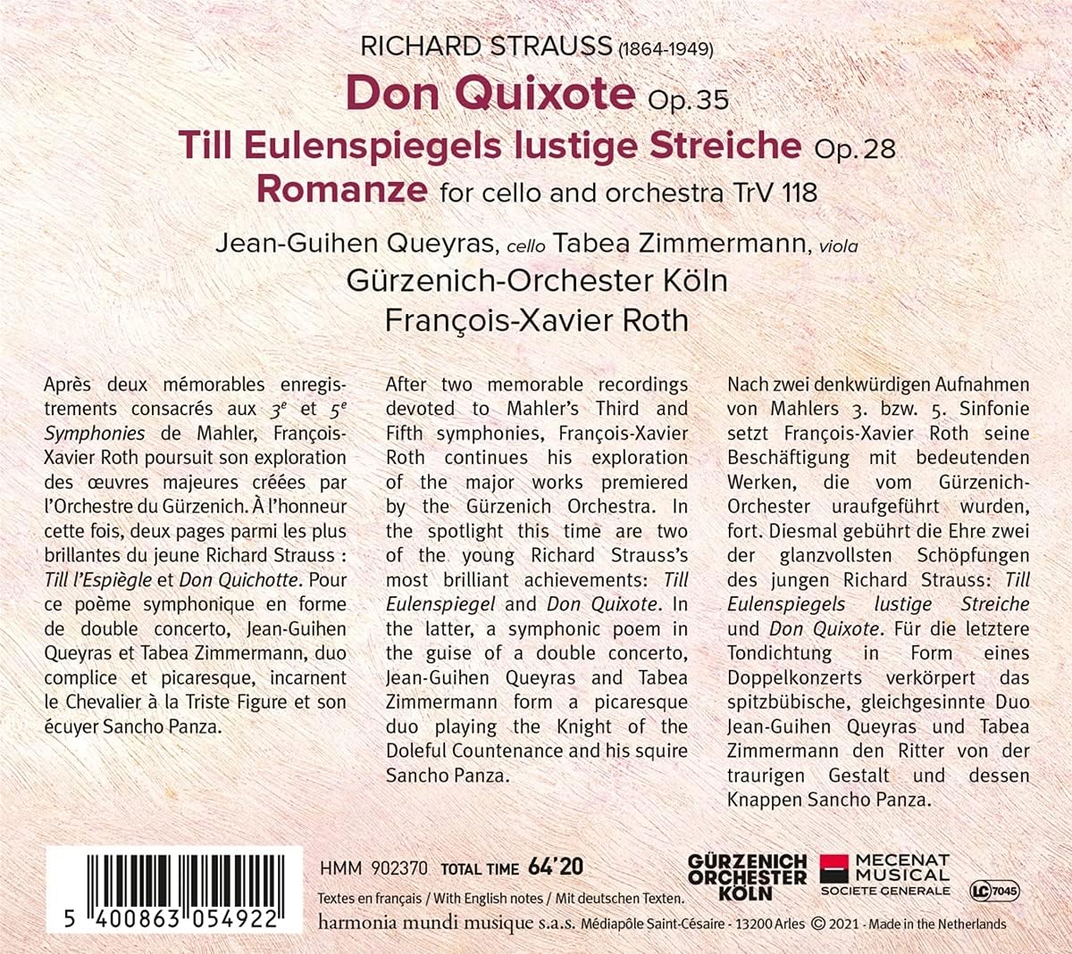 Richard Strauss: Don Quixote; Till Eulenspiegel | Jean-Guihen Queyras, Tabea Zimmermann, Gurzenich-Orchester Kolner Philharmoniker, Francois-Xavier Roth