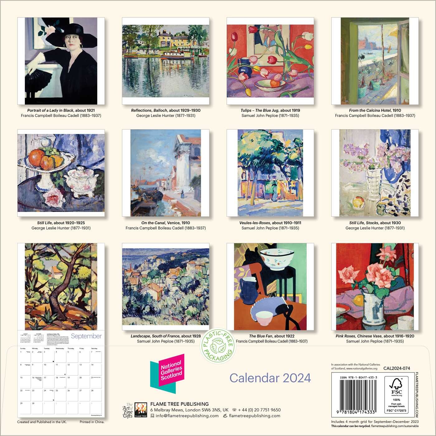Calendar de perete 2024 - National Galleries Scotland - Scottish Colourists | Flame Tree Publishing