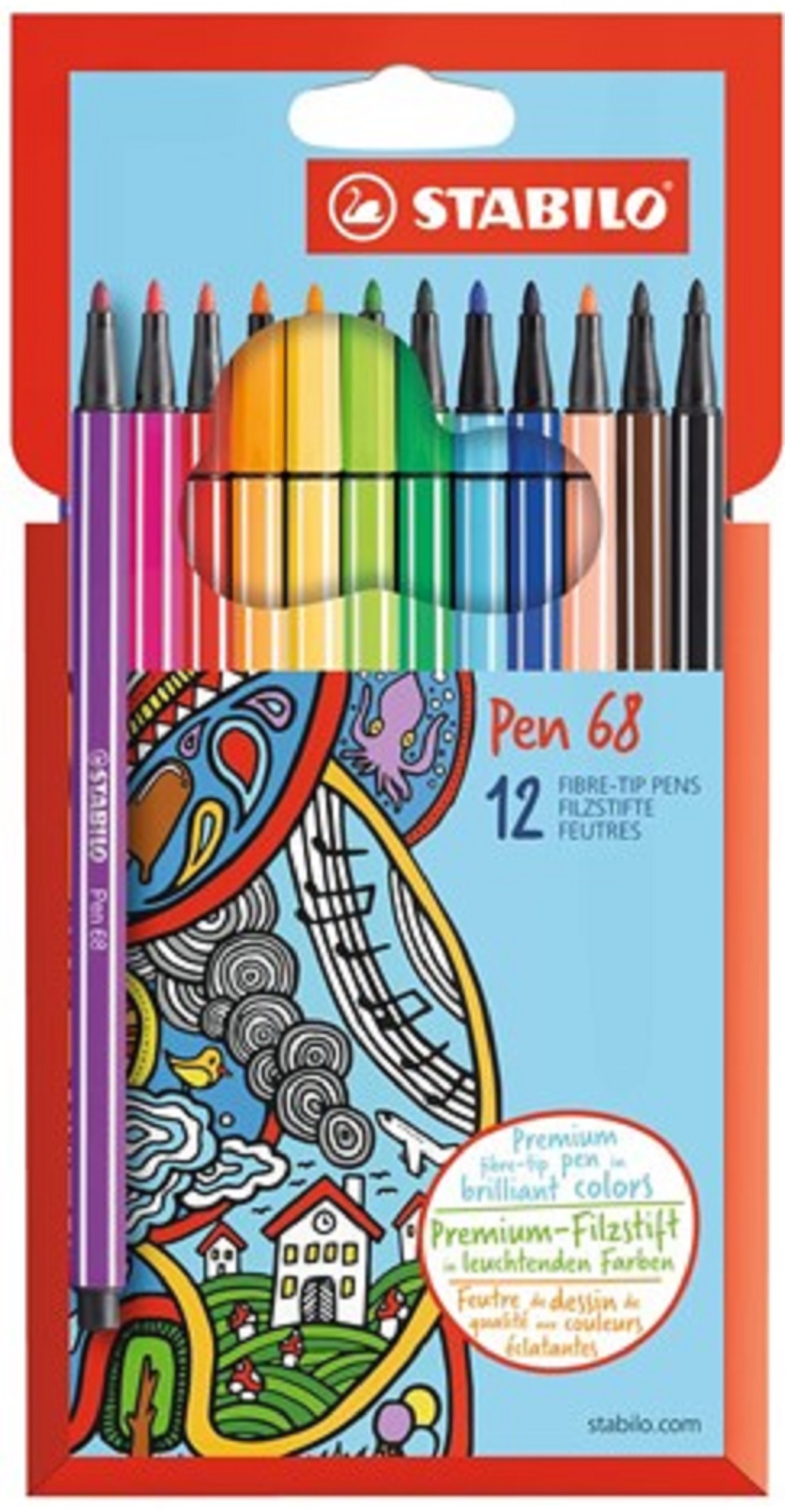 Set 12 carioci - Pen 68 Brush - Multicolor | Stabilo