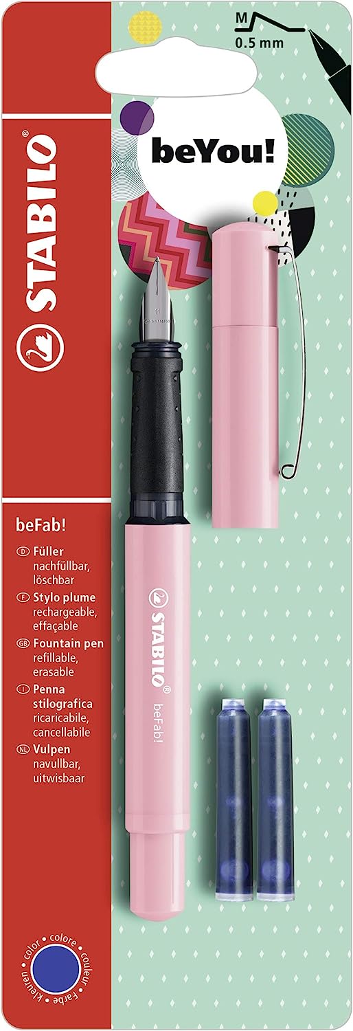 Stilou - beFab! - beYou!, pastel roz, M 0.5mm, cu rezerve | Stabilo - 3 | YEO