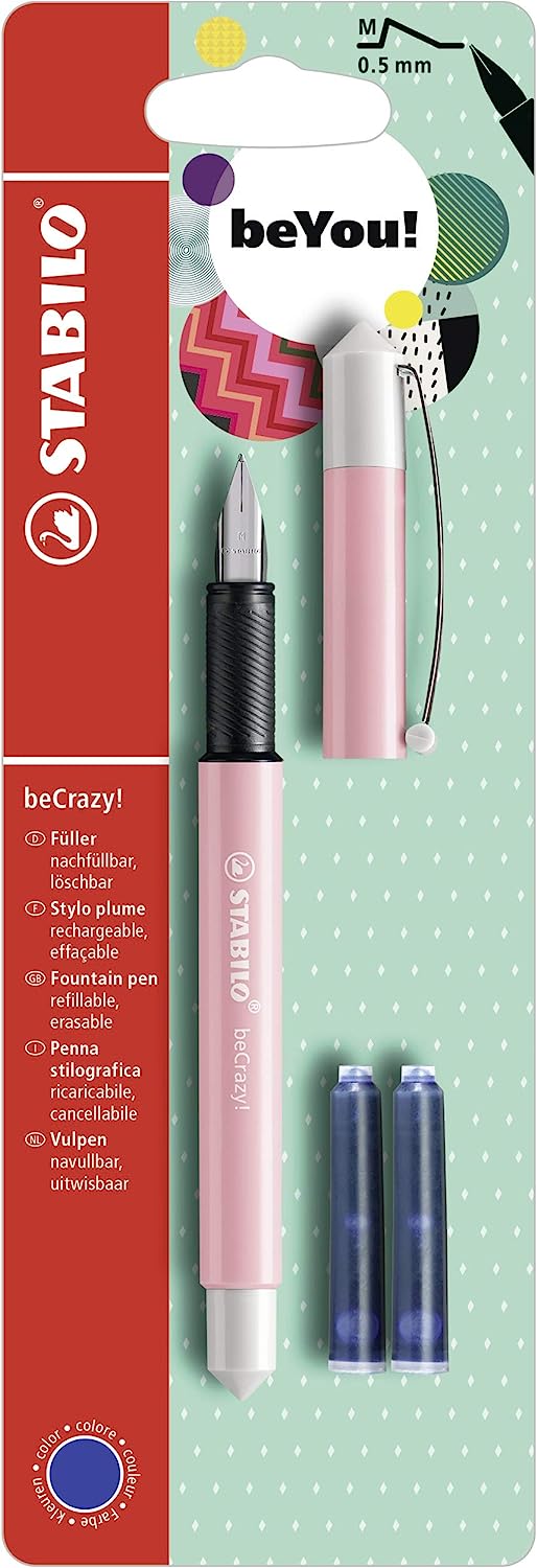 Stilou - beCrazy! - beYou!, pastel roz, M, 0.5mm, cu rezerve | Stabilo - 3 | YEO