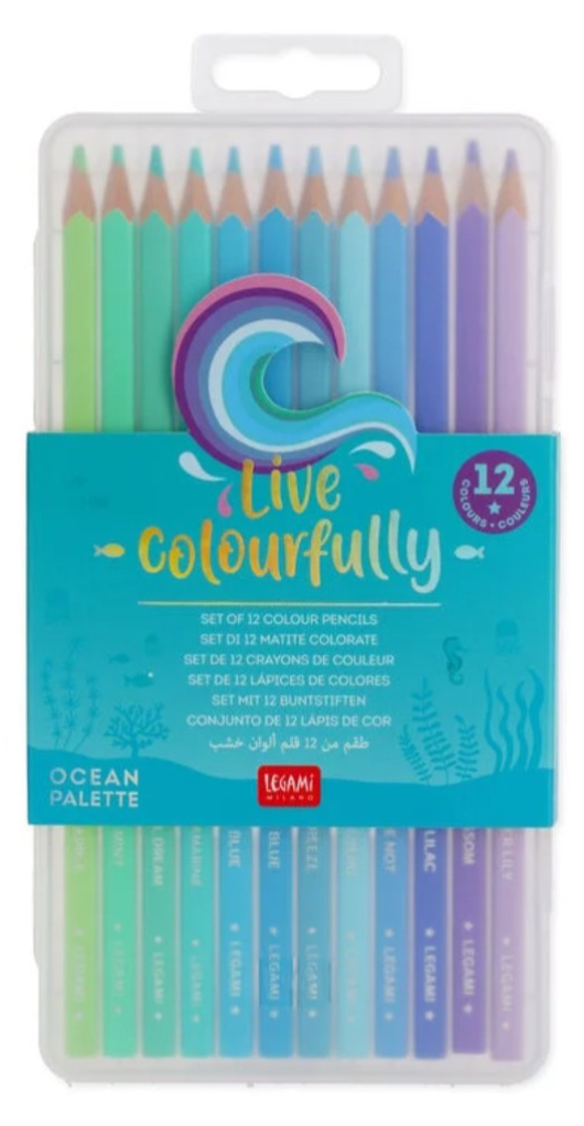 Set 12 creioane de colorat - Live colourfully - Cyan | Legami - 1 | YEO