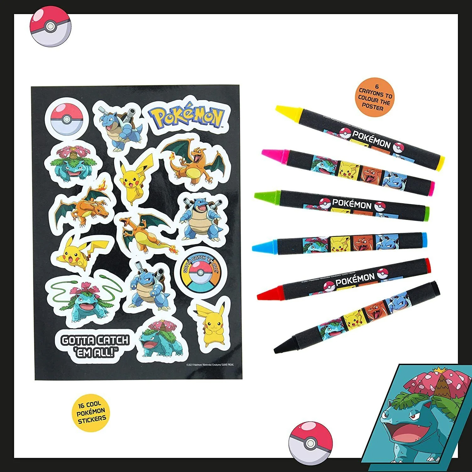 Set rola de colorat si creioane cerate - Pokemon Colouring Roll & Crayon | Blueprint Collections