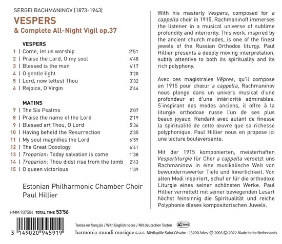 Rachmaninov Vespers | Estonian Philharmonic Chamber Choir
