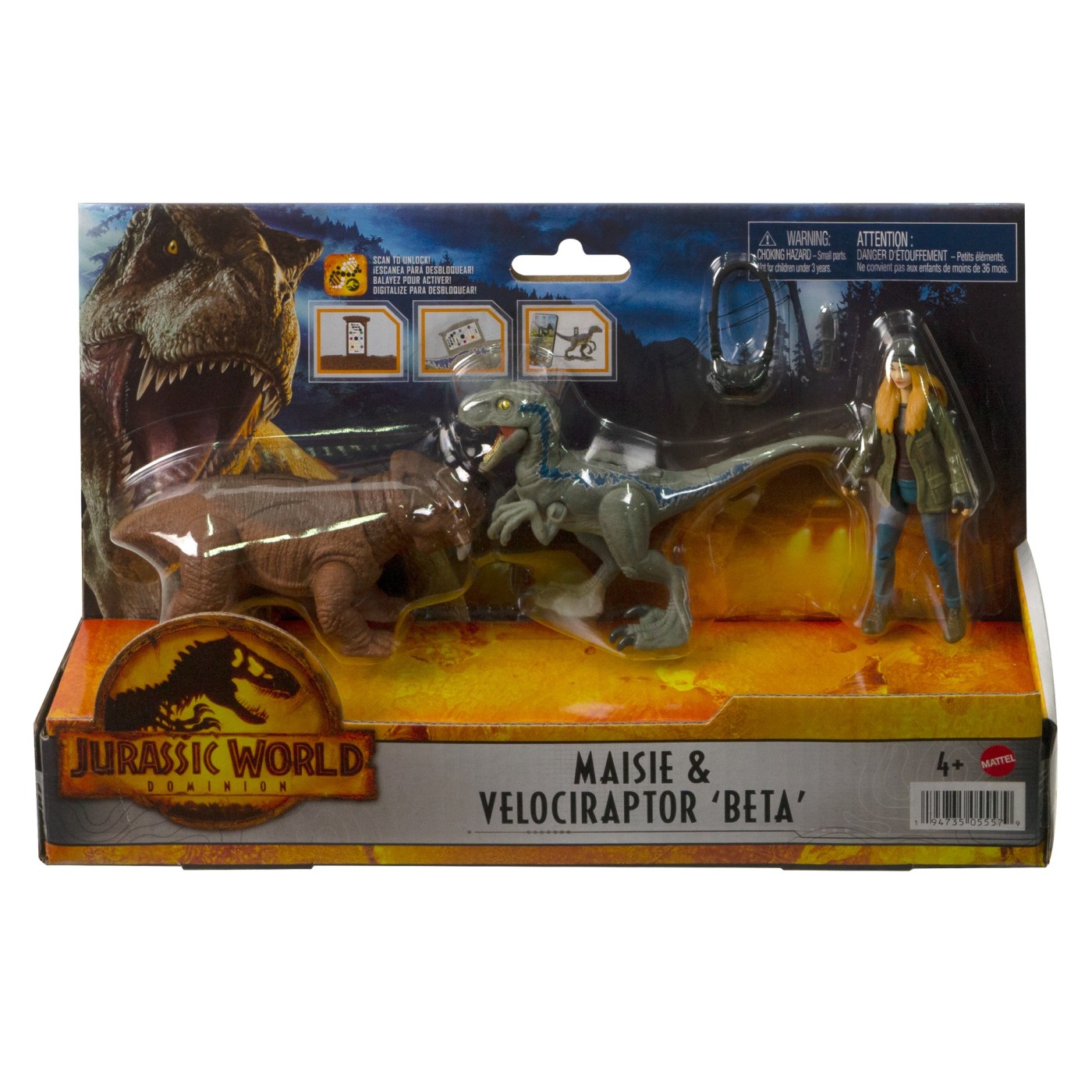 Set 3 figurine - Jurassic World Dominion - Maisie & Velociraptor "Beta" | Mattel