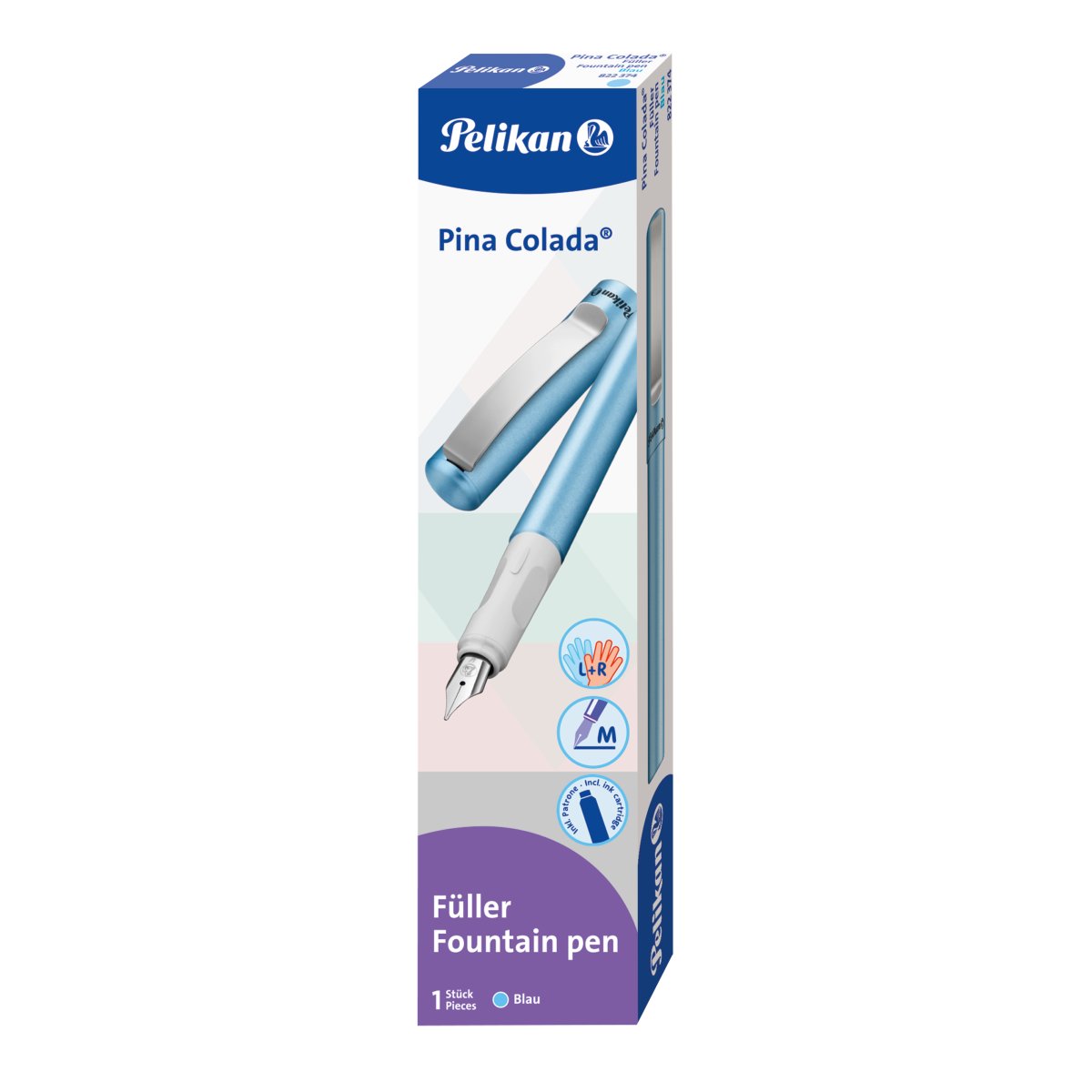 Stilou - Pina Colada, albastru metalizat, penita M | Pelikan - 4 | YEO