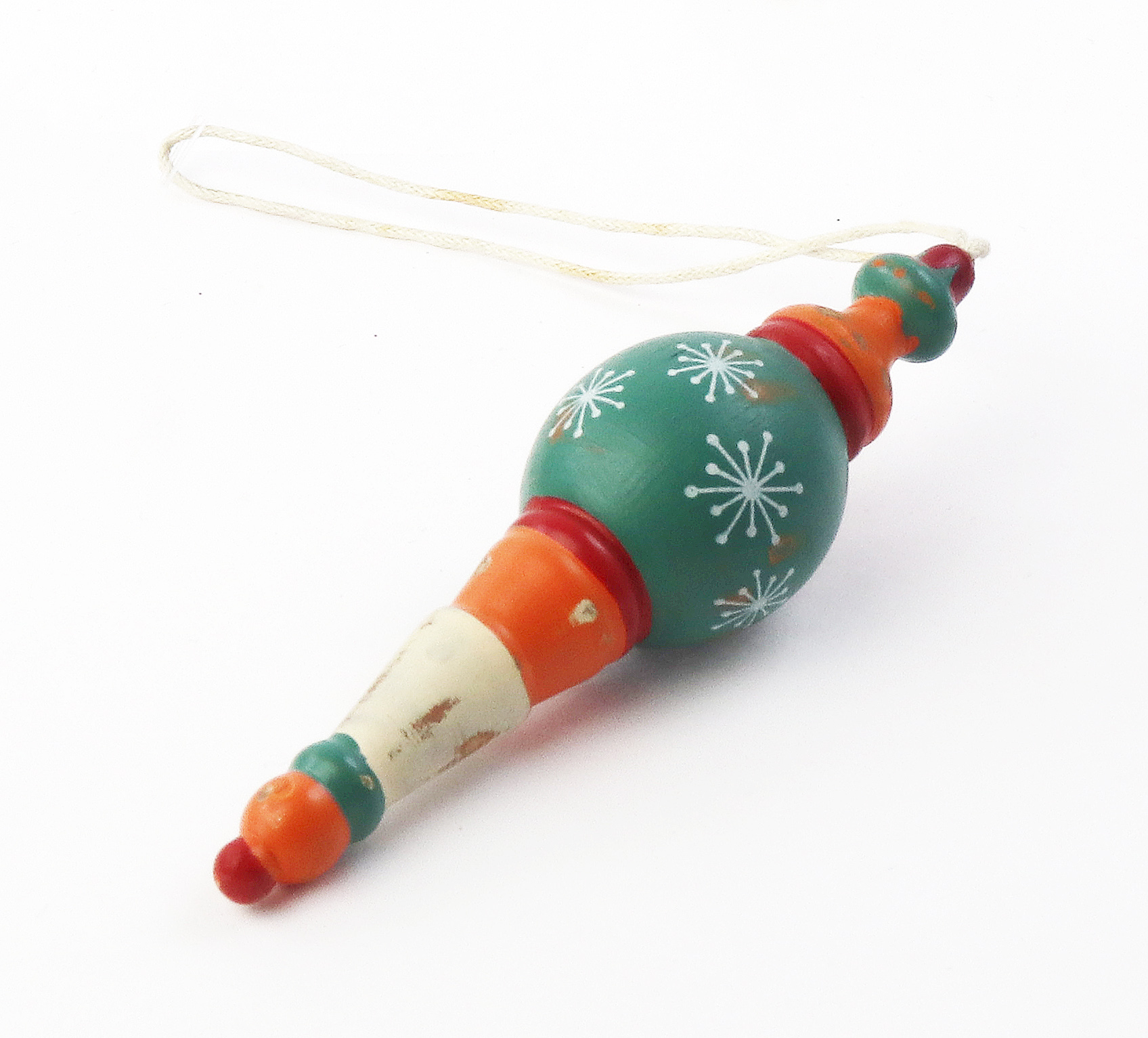 Decoratiune Craciun - Wooden Ornament On String, petrol/burgundy/orange 10cm | Drescher