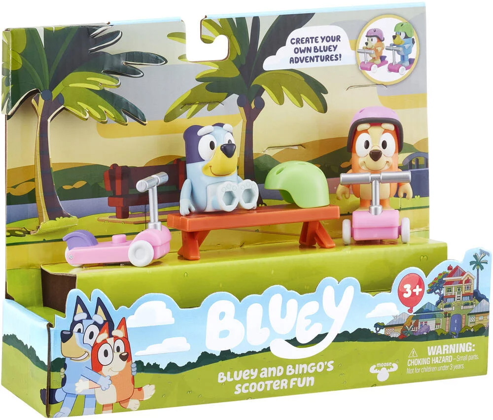 Set 2 figurine - Bluey - Bluey and Bingo\'s Scooter Fun | Moose Toys