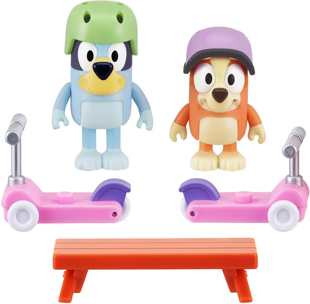 Set 2 figurine - Bluey - Bluey and Bingo\'s Scooter Fun | Moose Toys