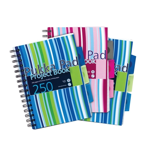 Set 3 caiete cu spirala - Pukka Pad Stripes A5 | Pukka Pad