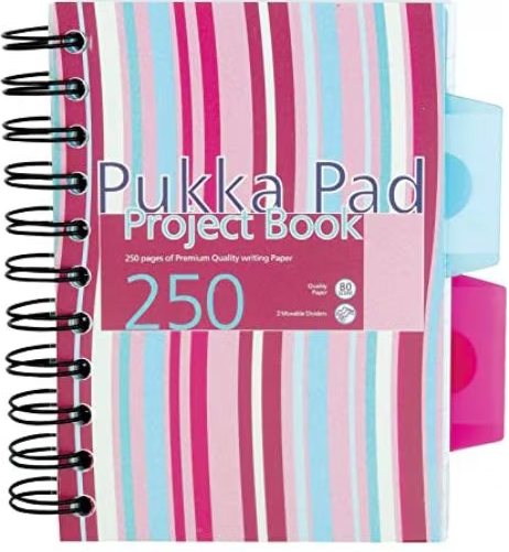 Caiet A6 cu spirala si separator - Project Book - Stripes - Multicolor | Pukka Pad - 1 | YEO