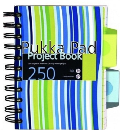 Caiet A6 cu spirala si separator - Project Book - Stripes - Multicolor | Pukka Pad