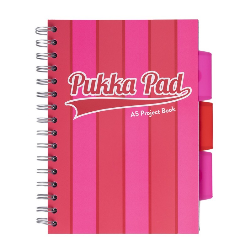 Caiet A5 cu spirala si separatoare - Project Book - Roz | Pukka Pad