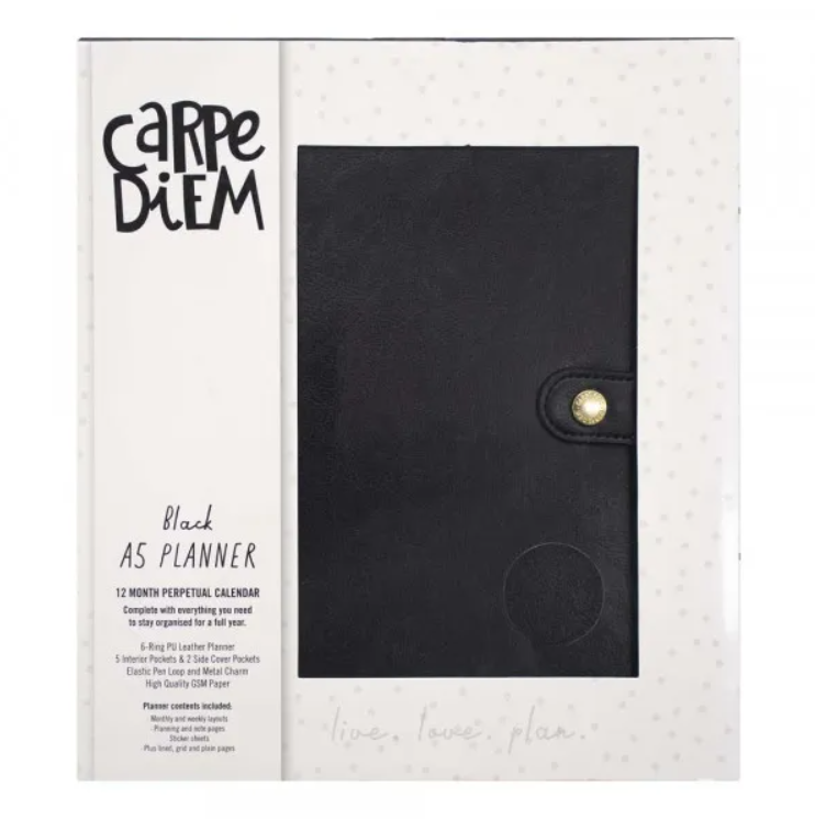 Agenda A6 nedatata - Carpe Diem - Negru | Pukka Pad