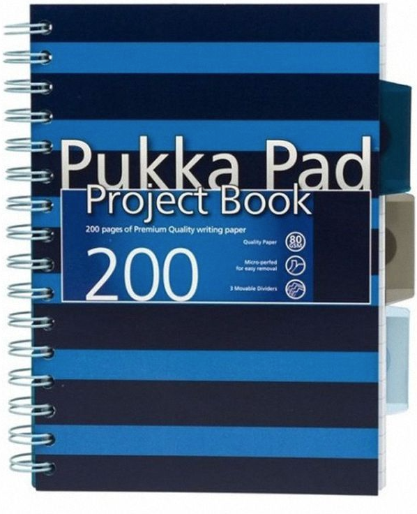 Caiet cu spirala si separatoare - Project Book Navy | Pukka Pad