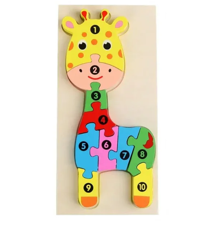 Puzzle din lemn - Girafa - 10 piese | 838 Toys Factory