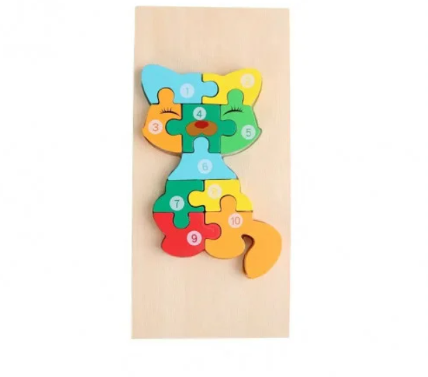 Puzzle din lemn - Pisica - 10 piese | 838 Toys Factory - 1 | YEO