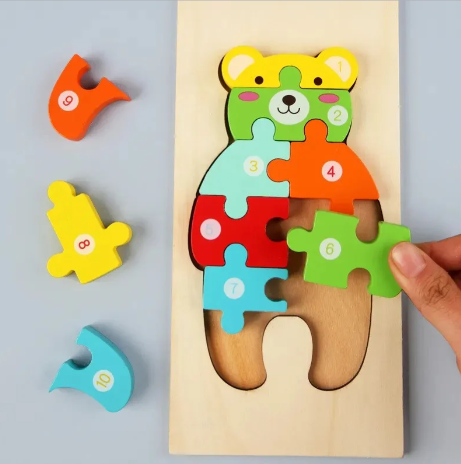 Puzzle din lemn - Ursulet - 10 piese | 838 Toys Factory - 2