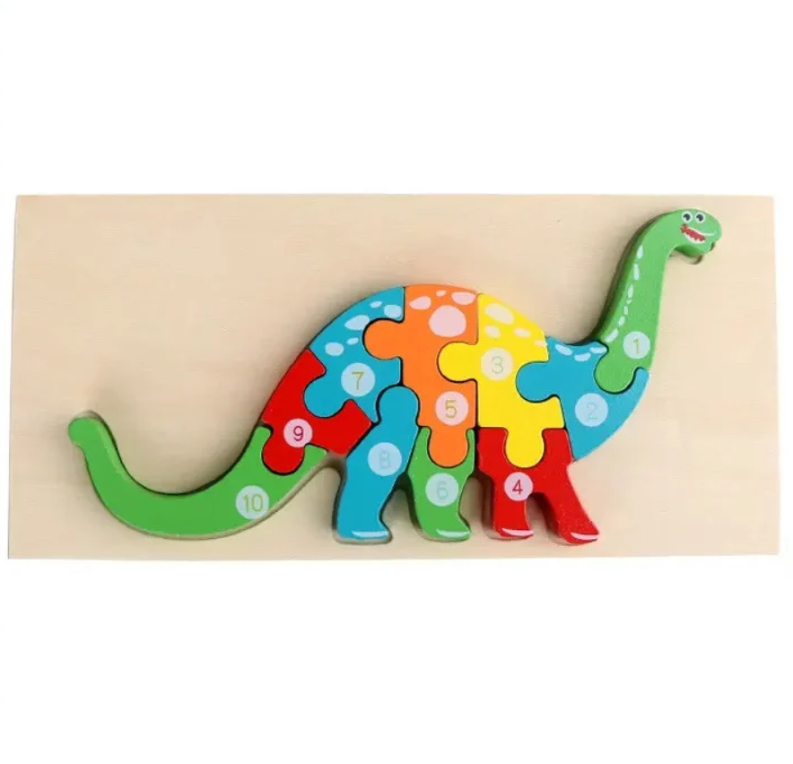 Puzzle din lemn - Dinozaur - 10 piese | 838 Toys Factory