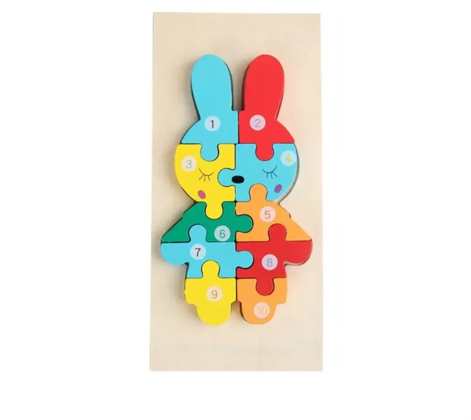 Puzzle din lemn - Iepuras - 10 piese | 838 Toys Factory