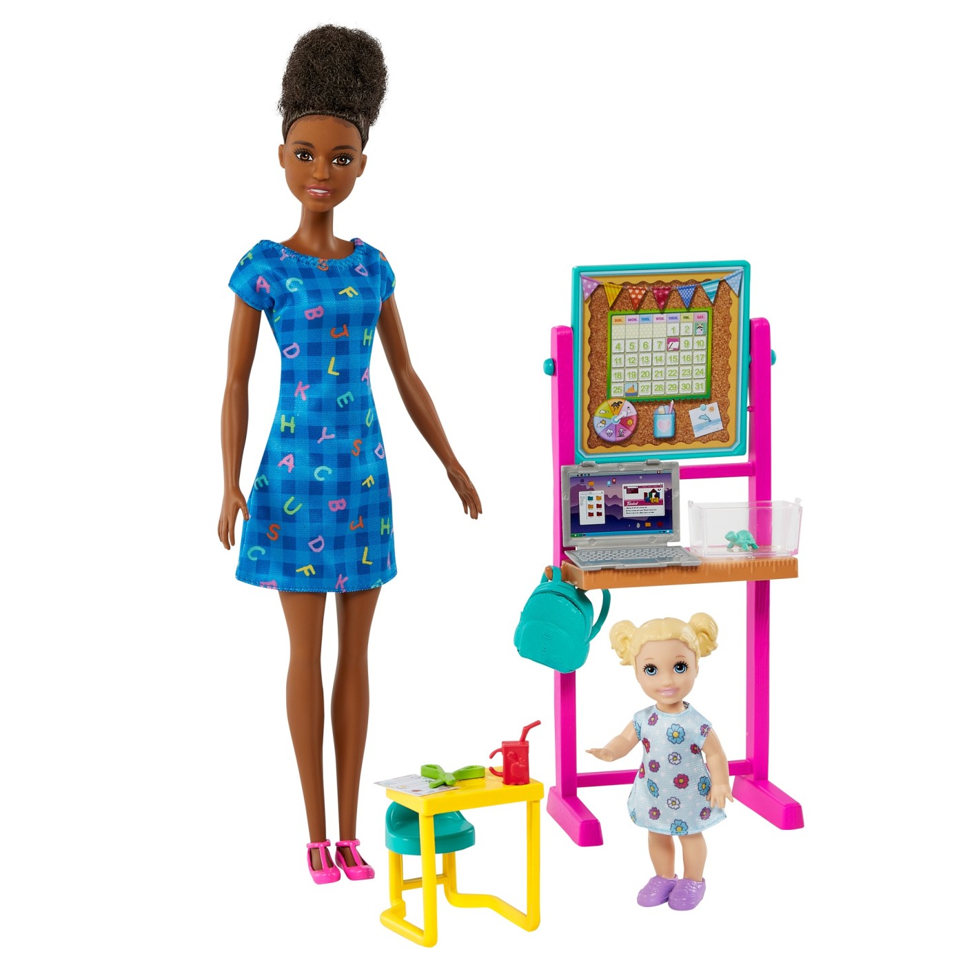 Papusa -  Barbie - Set mobilier cu profesoara bruneta  | Mattel