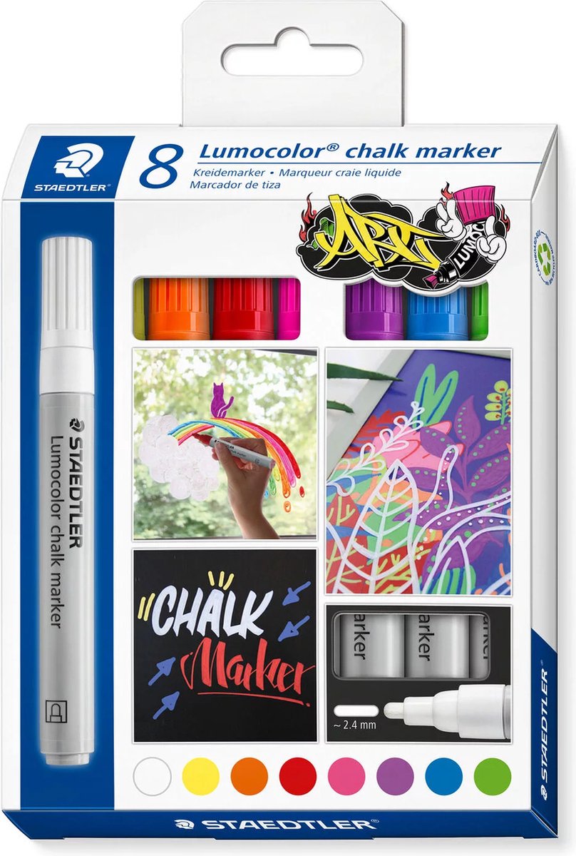 Set 8 markere creta lichida - Lumocolor - Multicolor  | Staedtler