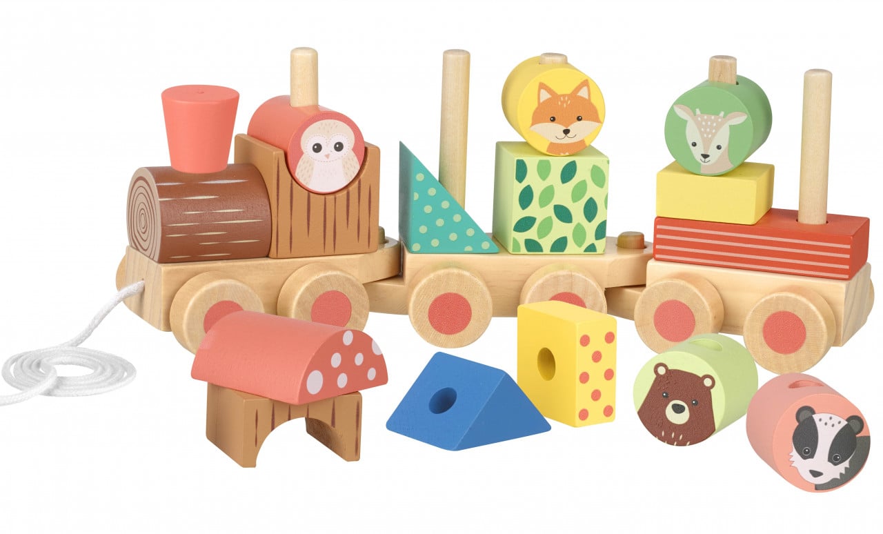 Tren din lemn cu forme si animale | Orange Tree Toys - 1