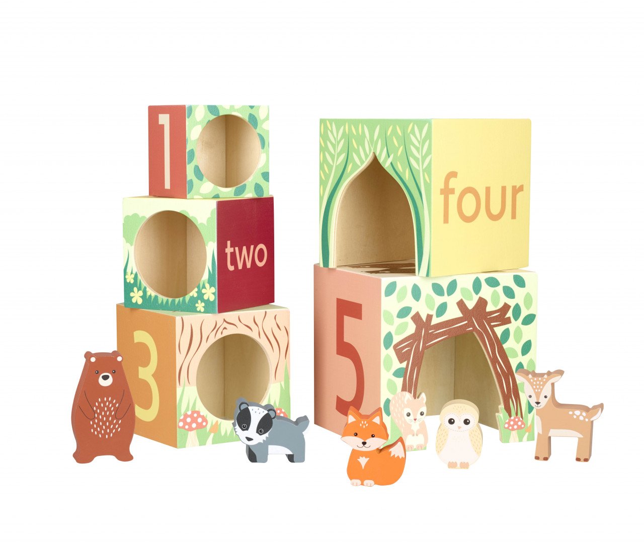 Cuburi de stivuit - Animale din padure | Orange Tree Toys