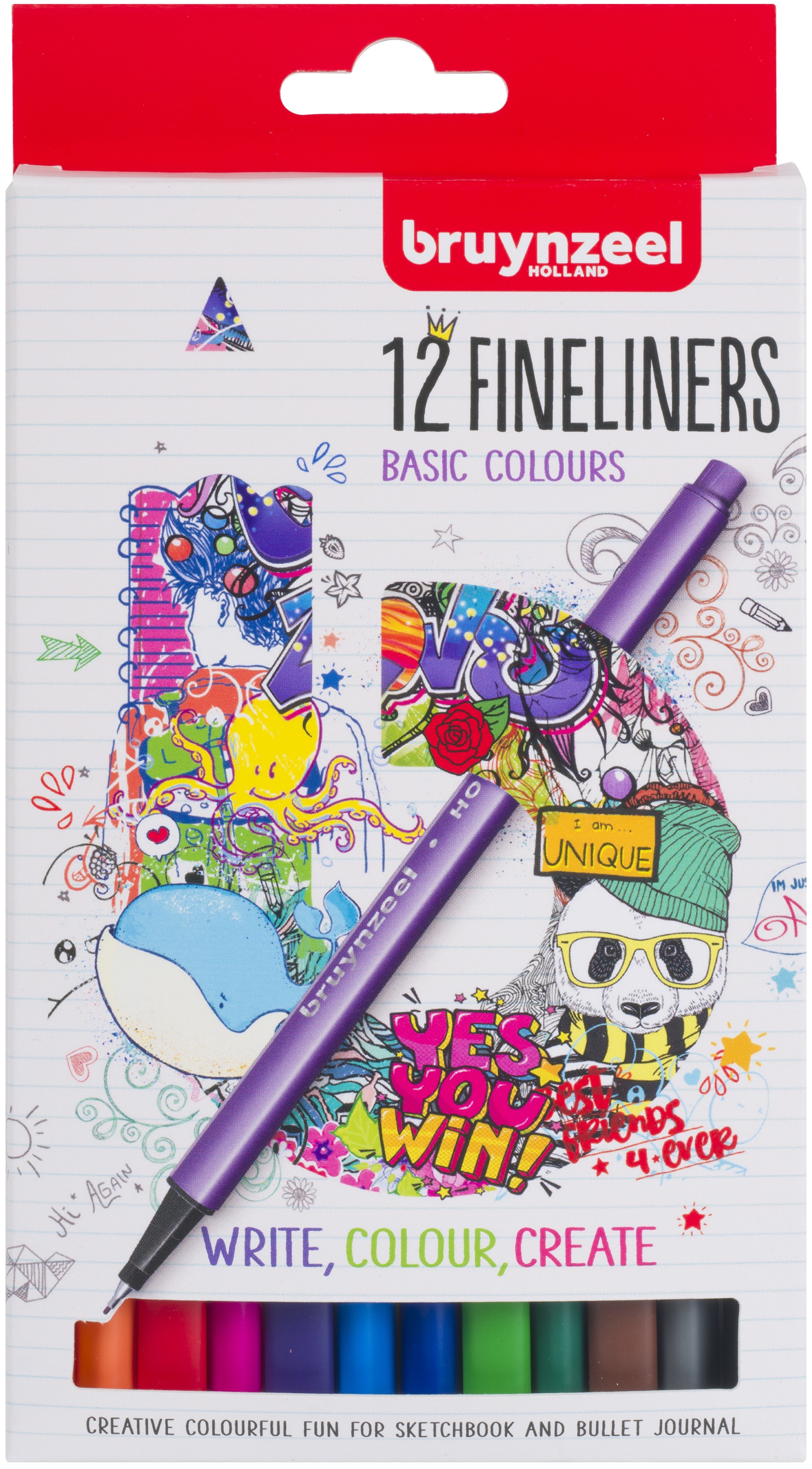 Set 12 finelinere - Basic Colours - Bruynzeel | Bruynzeel