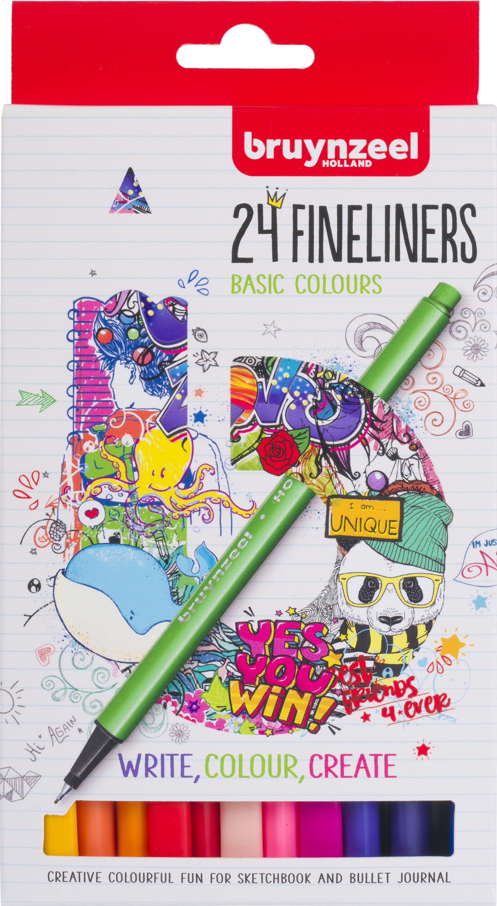 Set 24 finelinere - Basic Colours - Bruynzeel | Bruynzeel