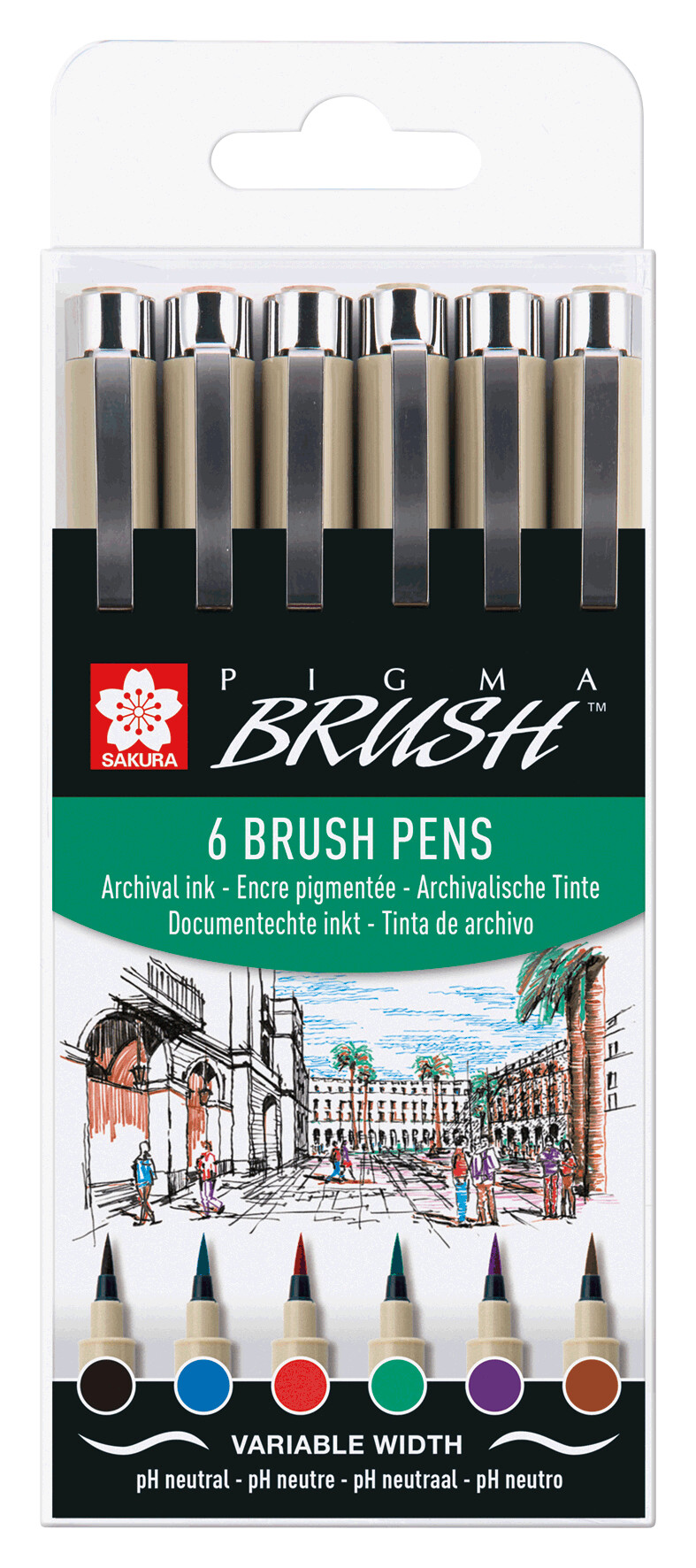 Set 6 carioci - Pigma Brush Basic | Sakura